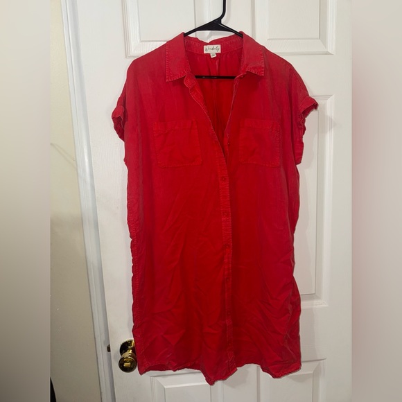 Red Button Down Dress by Wonderly - Picture 2 of 6